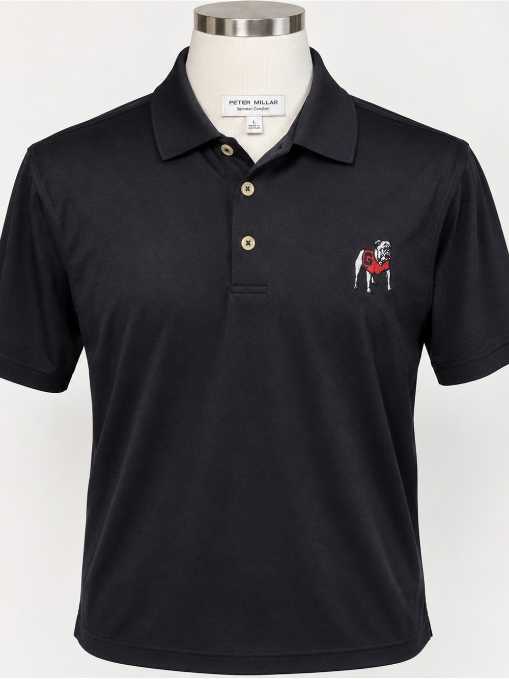 Peter Millar Summer Comfort Georgia Bulldogs Polo Men’s L Black NWT UGA
